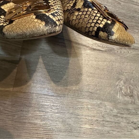 TORY BURCH Ballet Flats Size 6.5 Leather Georgia Snakeskin Animal Print - Picture 5 of 12